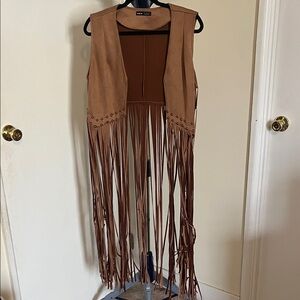 SHEIN Tan Vest with Fringe